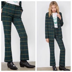 Anine Bing Cindy Plaid Cropped Pants